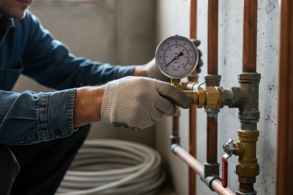 Pressure testing a repaired line during Water Line Repair in Santa Rosa Beach